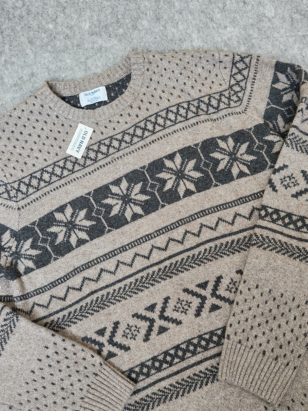 NWT Old Navy Fair Isle Knit Sweater Men's XLT Tall Brown Holiday Winter So Soft